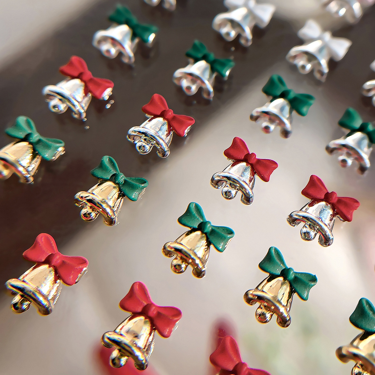 Tie Clip Silver - Gold Silver Christmas Bell Nail Art
