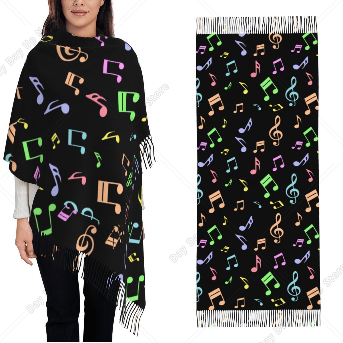 Cute And Colorful Music Notes  - Pashmina Wrap Large review and price