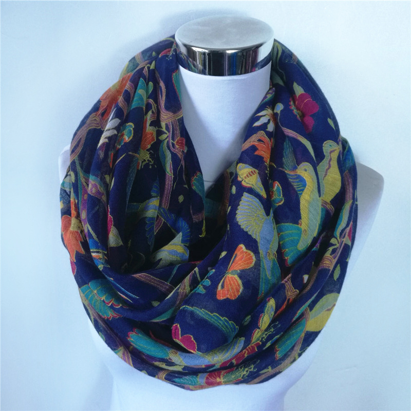 New Magpie Bird print Viscose  - Infinity Scarf Knit review and price