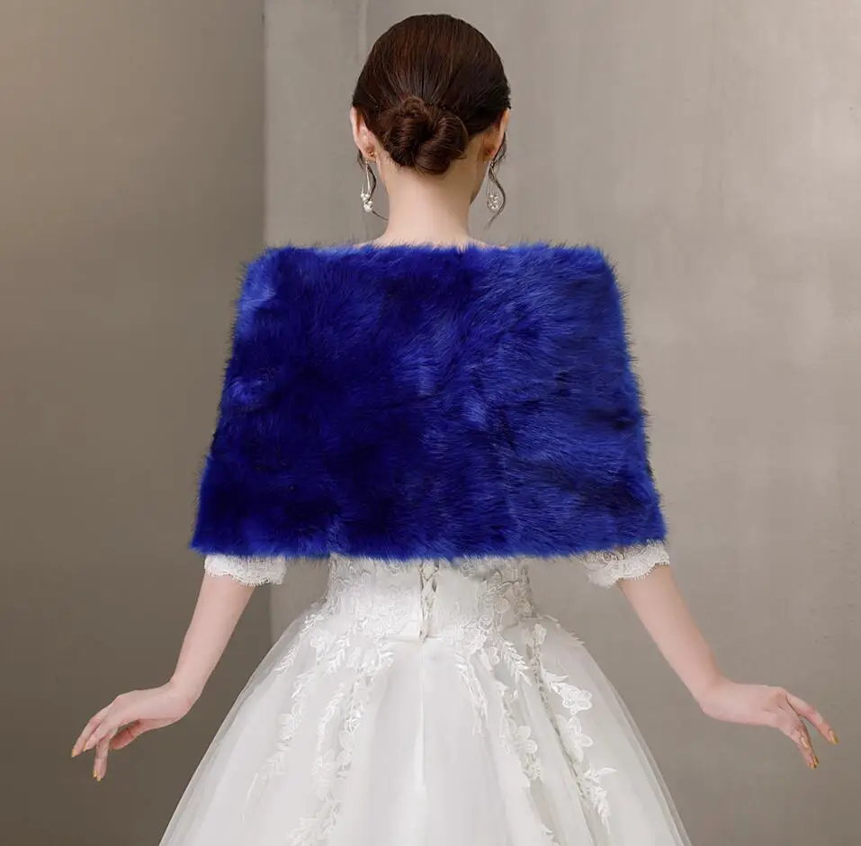 Blue Faux Fur Crystal Brooch W - Stole Wedding Shawl review and price