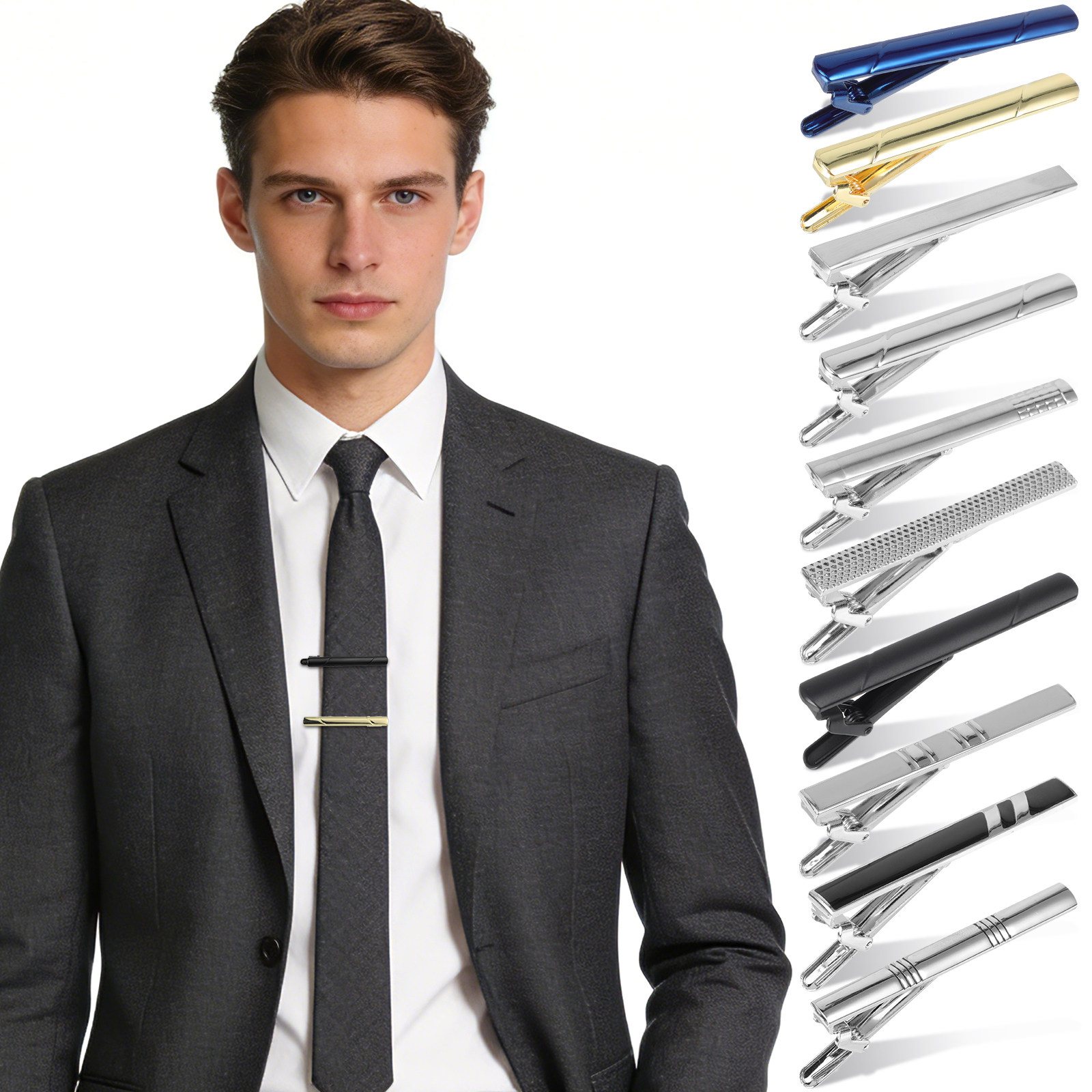 10Pcs Necktie Clip Set Elegant - Tie Bar Set Gift review and price