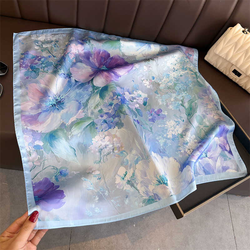 2026 New Floral Print Silk Squ - Scarf Silk Square review and price