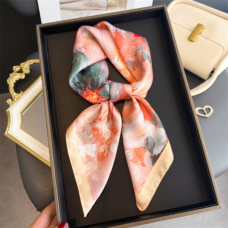 2026 New Floral Print Silk Squ - Scarf Silk Square review and price
