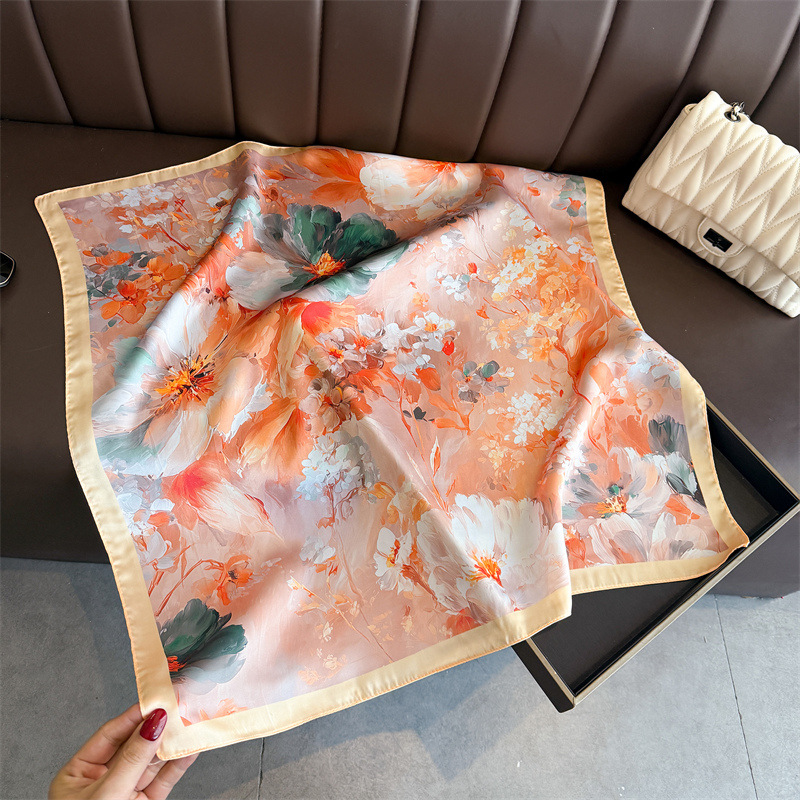 2026 New Floral Print Silk Squ - Scarf Silk Square review and price