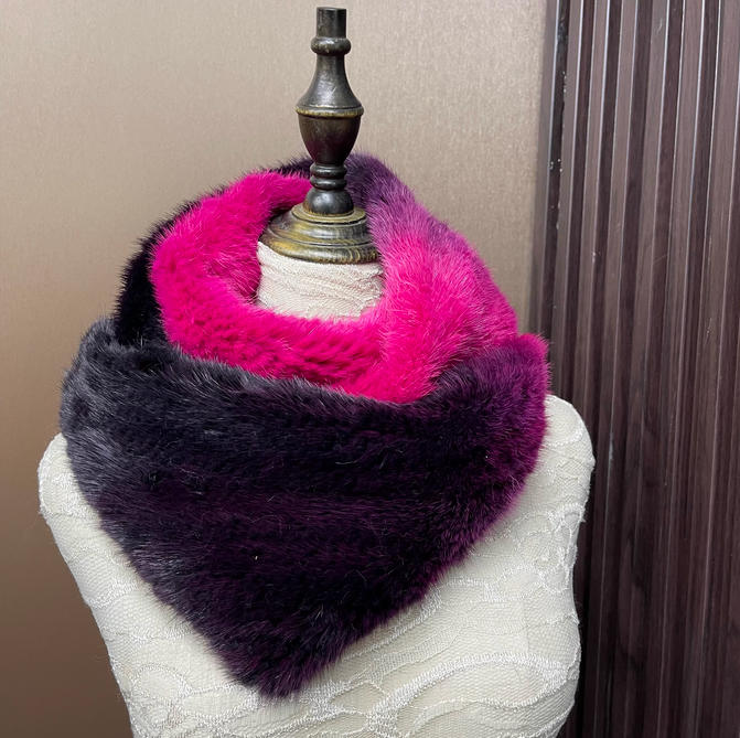 Ombre Color Genuine Mink Fur S - Infinity Scarf Knit review and price