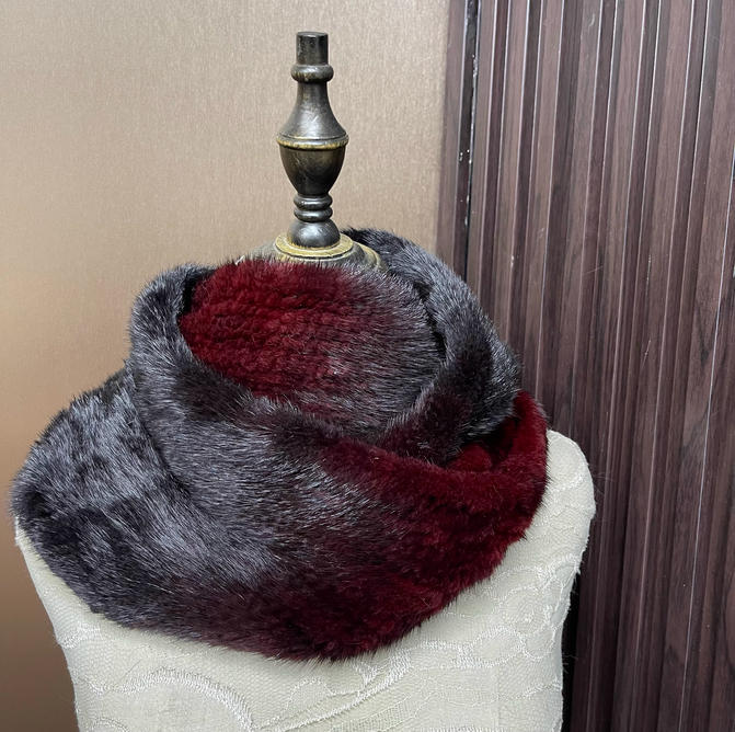 Ombre Color Genuine Mink Fur S - Infinity Scarf Knit review and price