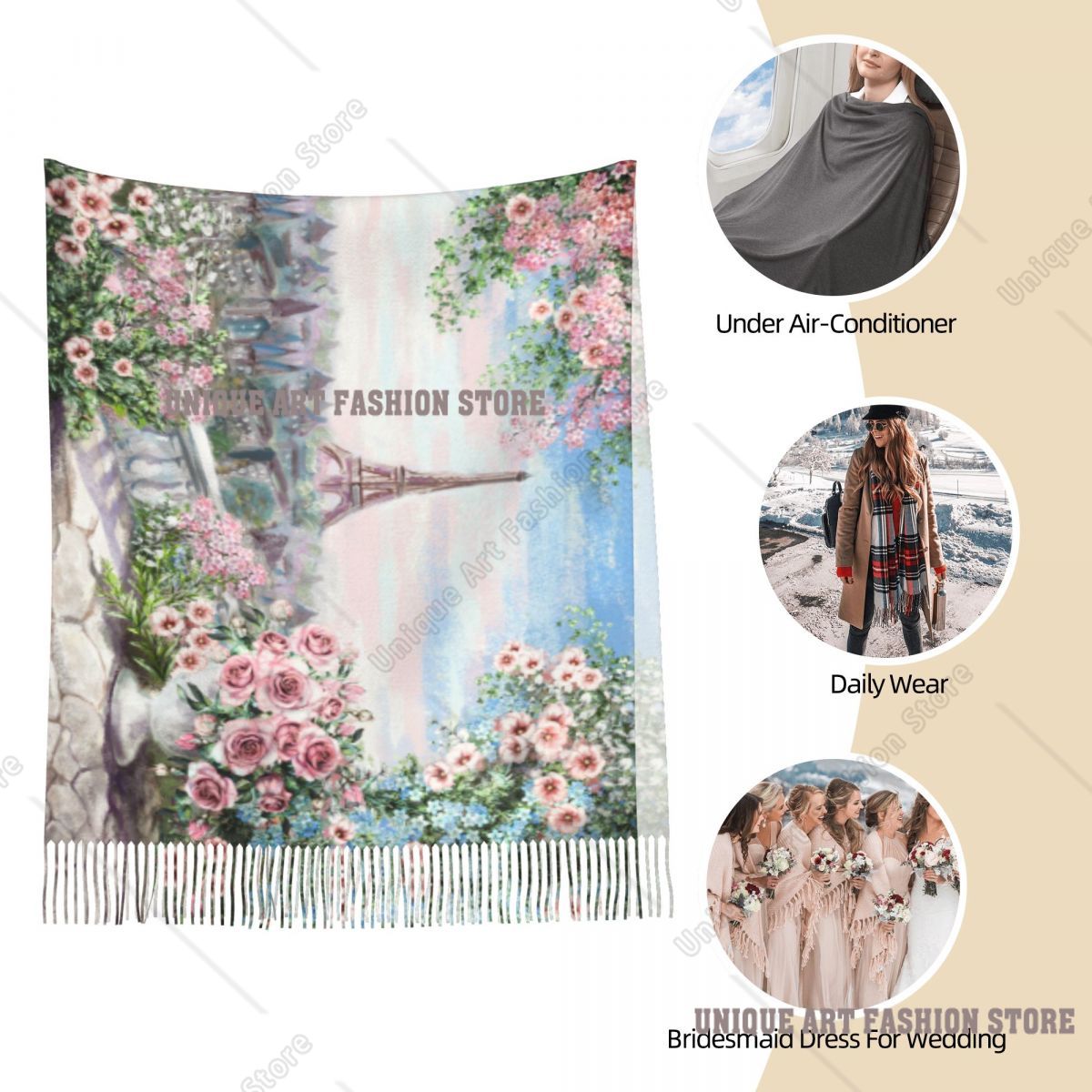 Oil Painting France Paris Eiff - Pashmina Wrap Large review and price