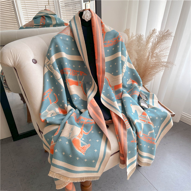 Luxury Horse Print Thick Cashm - Woven Scarf Blanket review and price