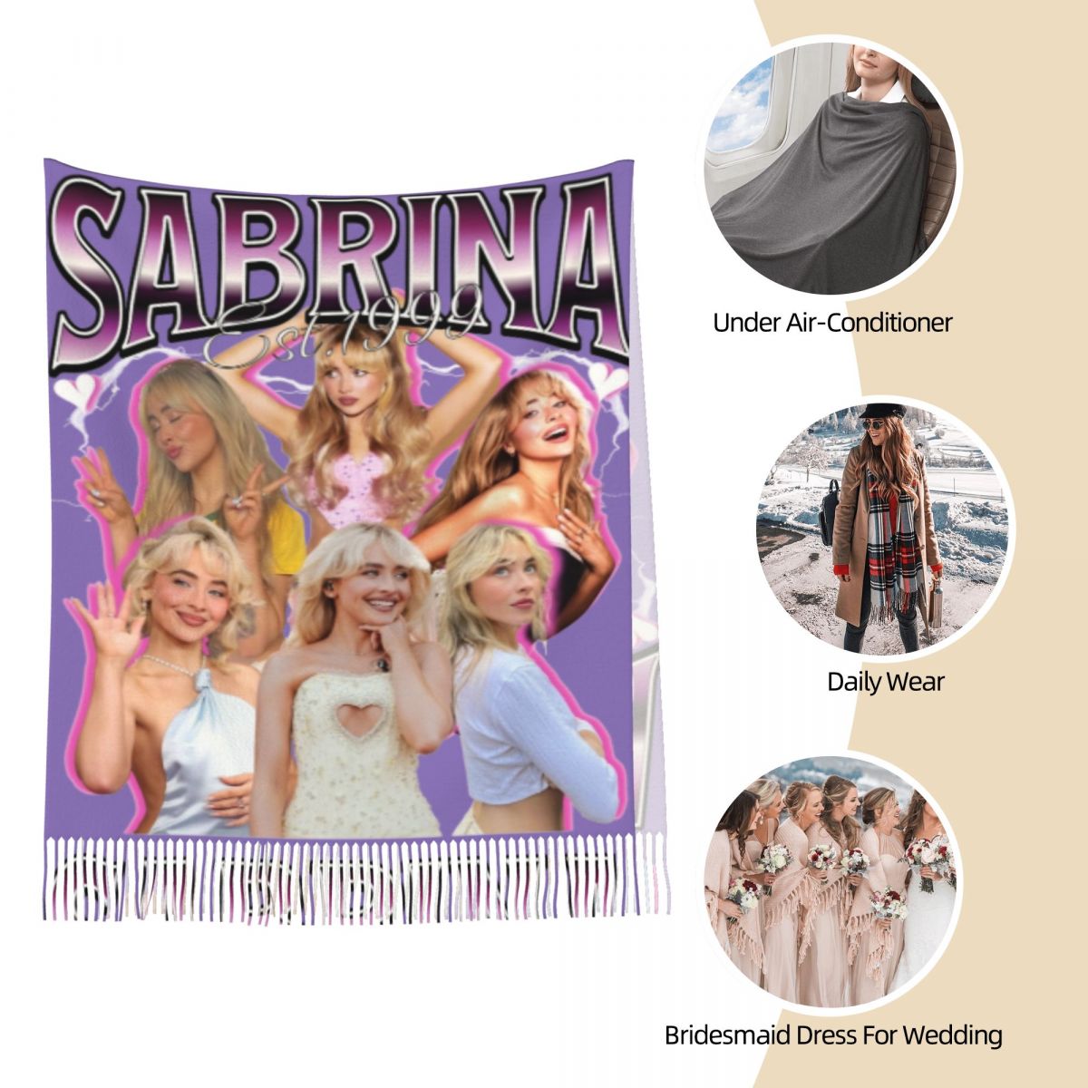 Sabrina Carpenter 90s Shawl Wr - Pashmina Wrap Large review and price
