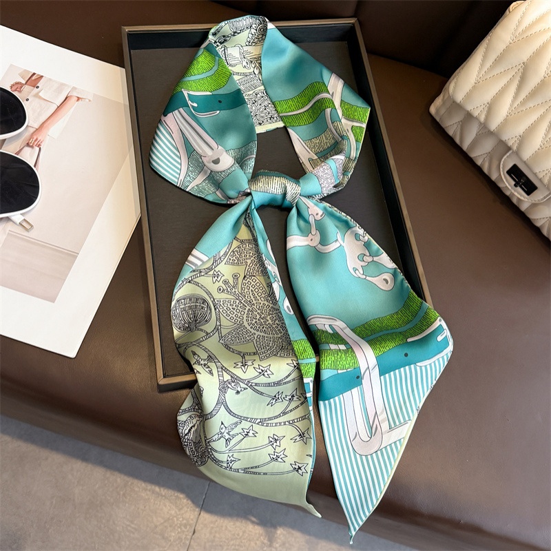 Women's Double-sided Print Sil - Ascot Neck Scarf review and price