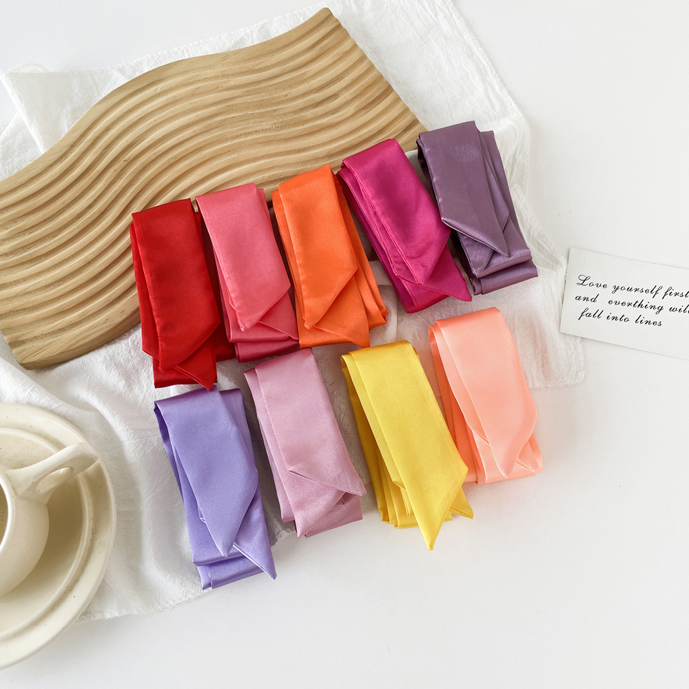 Solid Color Satin Skinny Scarf - Bow Tie Pre Tied review and price