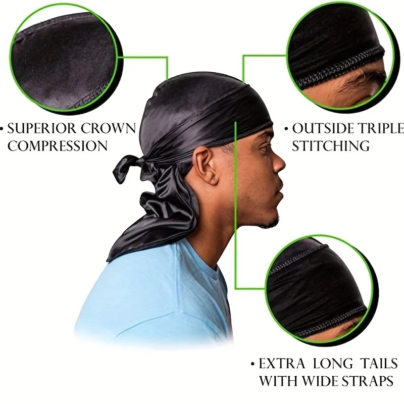 Men's Silk Durag Bonnet Bandan - Bandana Doo Rag review and price