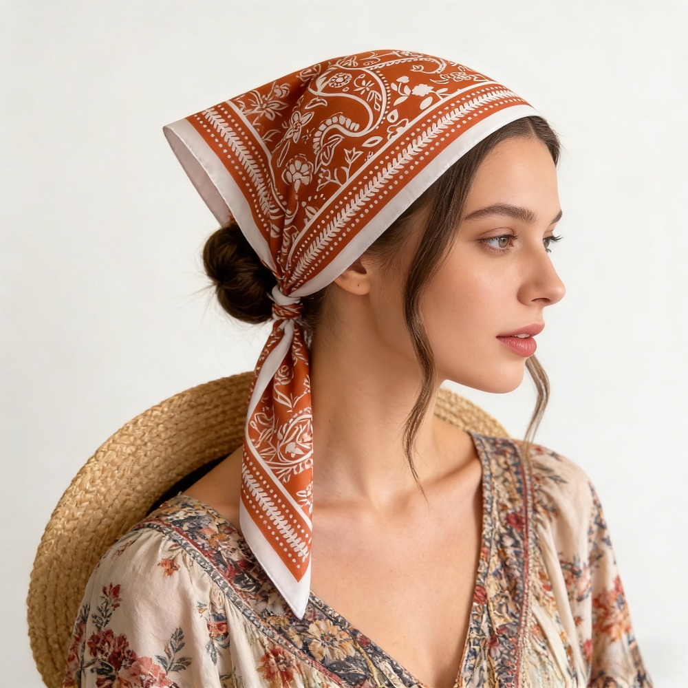 1Pc cashew print fashion silk  - Scarf Silk Square review and price