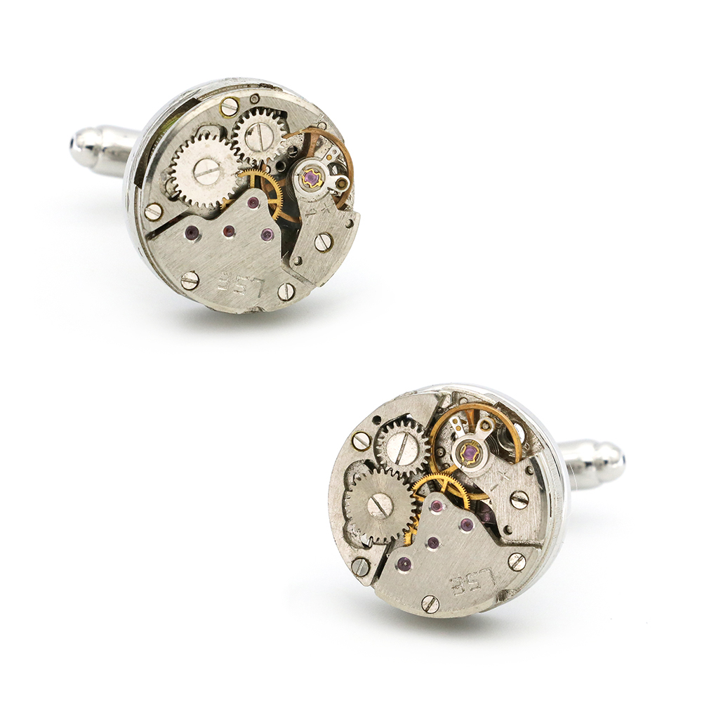 Men's Cufflinks Watch Movement - Tie Clip Silver review and price