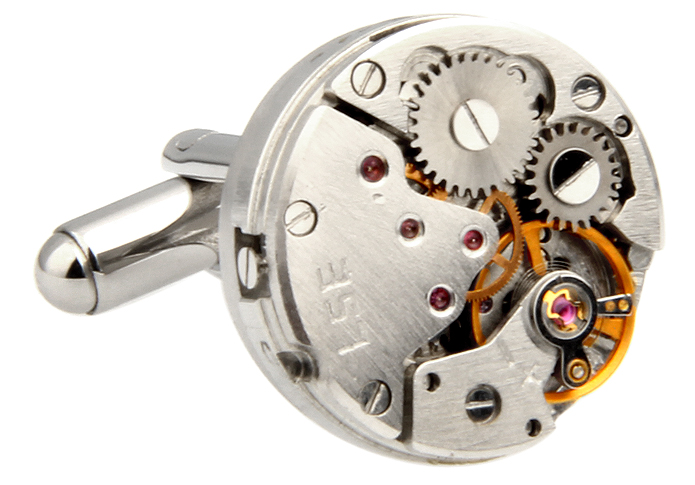 Men's Cufflinks Watch Movement - Tie Clip Silver review and price