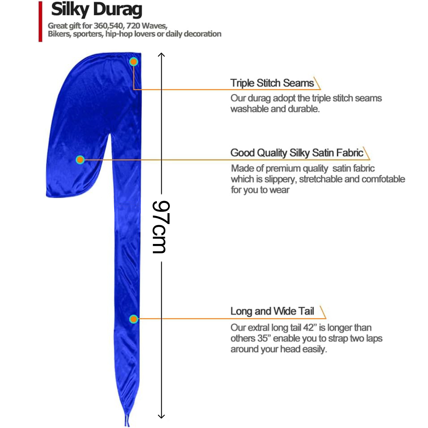 Men Satin Breathable Silky Dur - Bandana Doo Rag review and price