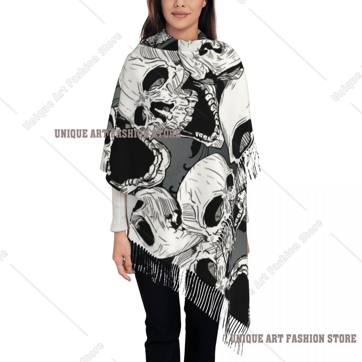 Womens Tassel Scarf Death Skul - Pashmina Wrap Large review and price