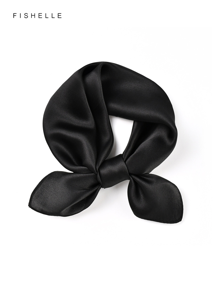 Solid color black pure silk sc - Scarf Silk Square review and price