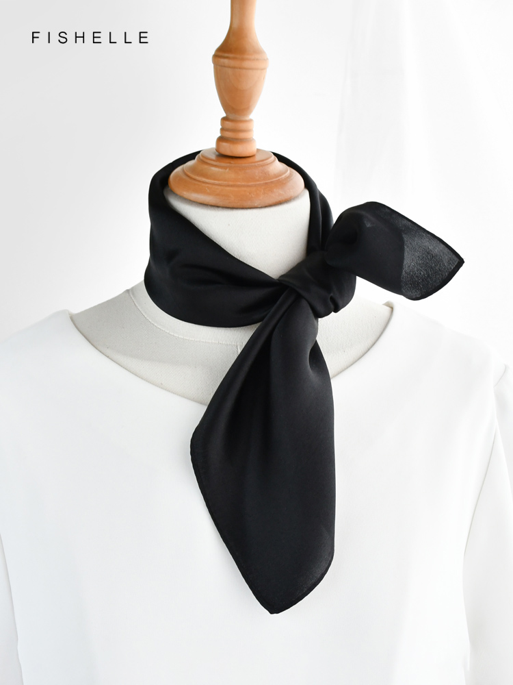 Solid color black pure silk sc - Scarf Silk Square review and price